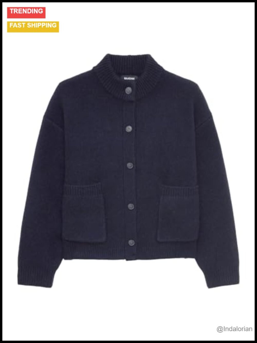 100% Cashmere High Neck Button Cardigan Oversized Relaxed Sweater
